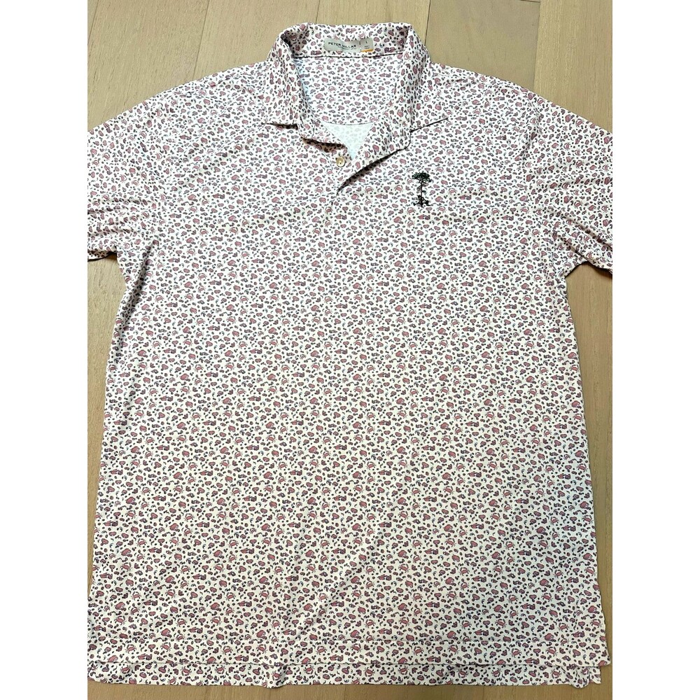 Peter Millar Polo Patterned UV Protection Featherweight Golf Shirt UPF 50 Tech L